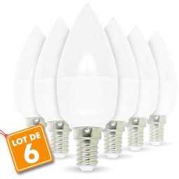 Eclairage Design - Lot de 6 ampoules led E14 5.5W eq 40W Blanc naturel