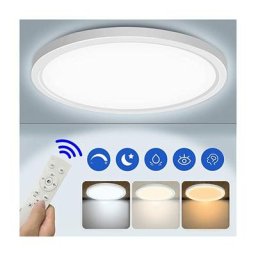 Plafonnier led Dimmable, 24W 2400LM 3000K-6000K, Lampe Plafond Réglable avec Télécommande, IP44