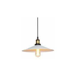 Suspension Industrielle Vintage Rétro Lustre Abat-Jour Lampe de Plafond luminaire,26cm Blanc