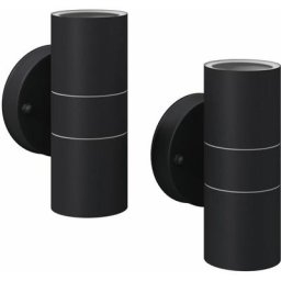 Applique murale LED d'extérieur 2 pcs Acier inoxydable haut bas vidaXL - Noir