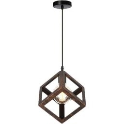 Lustre Suspension Contemporain en Cage Cube Carré Fer Luminaire E27 Salon Cuisine Chambre - Rouille