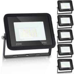 5x Projecteur led 20W Proline Blanc chaud IP65 Haute Luminosité Radiateur - Schwarz - Swanew