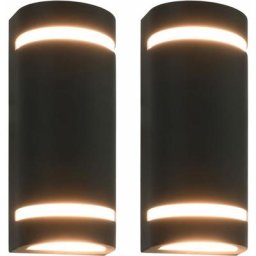 Vidaxl - Appliques murales d'extérieur 2 pcs 35 w Noir Demi-rond Noir
