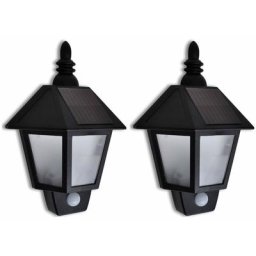 Applique murale solaire avec capteur de mouvement 2 pcs vidaXL - Noir
