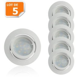Lampesecoenergie - Lot de 5 Spot Led Encastrable Complete Blanc Orientable lumière Blanc Neutre eq.