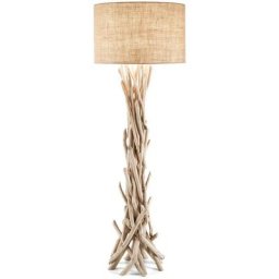 Driftwood - Lampadaire à 1 lumière marron, beige avec abat-jour, E27 - Ideal Lux