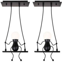 Lot de 2 Suspension Luminaire Petit Homme en Fer Lampe Créative Design de Gens Moderne Pendentif