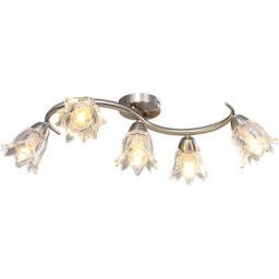 Plafonnier et abat-jour verre transparent 5 ampoules E14 Tulipe Vidaxl n/a