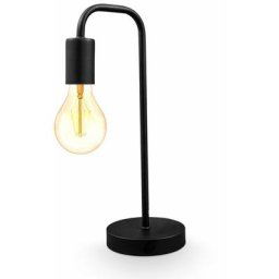 I Lampe de table rétro, lampe de lecture en forme de lampadaire courbé, métal noir mat, douille