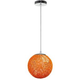 Rétro Suspension Luminaire en Rotin Globe Rond 20cm, Lustre Abat-jour diy Lampe Plafond E27 pour
