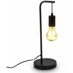 B.k.licht - Lampe de table rétro i E27 i câble avec interrupteur i métal i noir