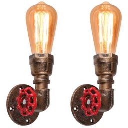 2x Créative Applique murale en Fer Métal Conduite D'eau Industriel E27 Rouille, Rétro Lampe de Mur