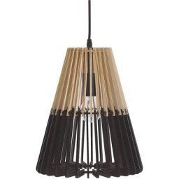 Lampe Suspension Type Cage en Bambou Naturel Noir et Marron Clair E27 Max. 40W Parfaite pour Salle