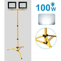 Swanew - Projecteur de chantier led avec trépied IP66 Jardin Projecteur led extérieur Spot 2X100W