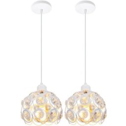 Moderne Suspension de Cristal 2 pack 20cm Lampe E27 Lustre Plafonniers Industrielle Blanc(sans