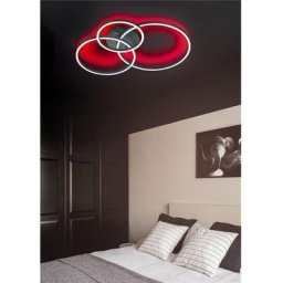 Plafonnier led rond orientable noir Winona avec rétroéclairage rgb et télécommande multifonction l.