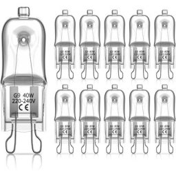 G9 Ampoules Halogènes, 40W Capsule Transparente Lampe Halogène G9 Ampoules 2 Broches Blanc Chaud
