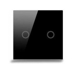 Interrupteur tactile double double face, noir, avec panneau tactile en verre et LED d'tat, fil