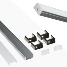 Barcelona Led - Profilé saillie en aluminium pour bande led avec diffuseur - 17x8mm - 4 clips - 2