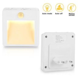 Veilleuse Led, Lampe de Nuit avec Détecteur de Mouvement et Capteur de Lumière, Paquet de 2 - Blanc