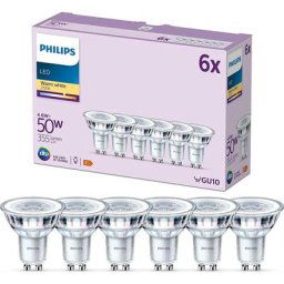 Philips - pack de 6 ampoules led GU10, 50W, blanc chaud