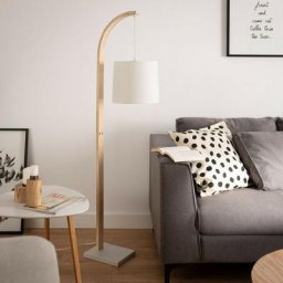 Lampadaire Bois et Textile Haakon Blanc - Blanc