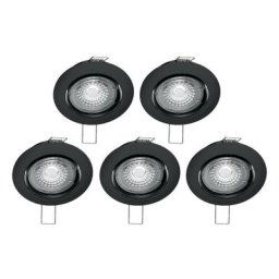Xanlite - Lot de 5 spots noirs encastrables led avec ampoules incluses, culot GU10, 345 Lumens,