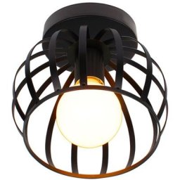 Vintage Plafonnier Industrielle Design forme Cage 20cm Noir, Lampe de Plafond en Métal Fer