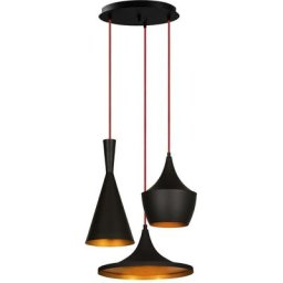Suspension 3 lampes escalier Klipsch D51cm Métal Noir et Rouge - Noir