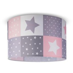 Paco Home - Plafonnier Suspension Chambre Enfant Abat-Jour Tissu Rond Coloré Bébé E27 Plafonnier