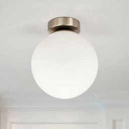 Plafonnier Salle De Bain à intensité variable 'Lennie' en verre pour salle de bain - blanc, nickel