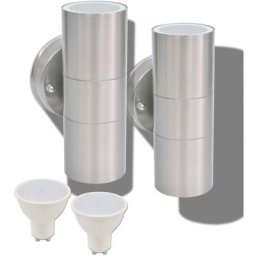 Vidaxl - Applique murale led d'extérieur 2 pcs Acier inoxydable haut bas Argent