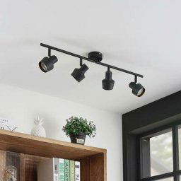 Spot à intensité variable 'Ihaia' en métal pour salon & salle à manger - noir sable, doré mat