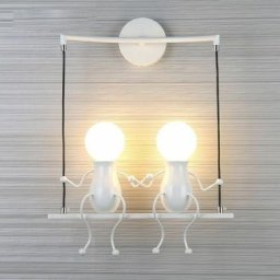 Blanc Moderne Lampe Murale Double E27 Douille Applique Créatif Simplicité Design Petite Personne
