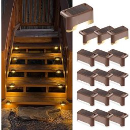 Lot de 16 lampes solaires d'extérieur pour escalier - Étanche - Éclairage led pour escalier
