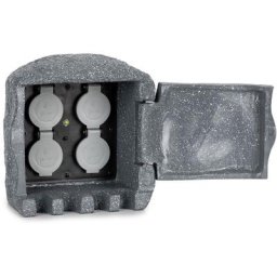 Prise Electrique Etanche, Prise Exterieure Etanche 4 ports au Design Rocher, Taille 1,5M, Couvercle