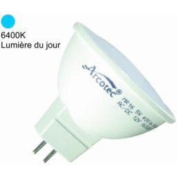 Ampoule led GU5.3 (MR16) 12V 4,4W - 120° - 350Lm 6400K - garantie 2 ans