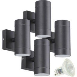 Arum Lighting - Lot de 4 Appliques venice noir Extérieure double faisceau avec 8 Ampoules led GU10