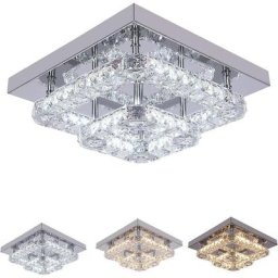 2 plafonnier en cristal carré luminaire moderne semi-encastré lustre plafonnier pour couloir