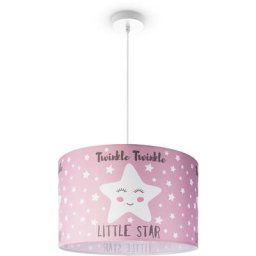 Plafonnier Chambre Enfant Suspension Bébé Abat-Jour Tissu Rond Étoiles Lampe à suspension - Blanc,