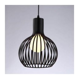 Lustre Suspensions Industrielle Cage fer Lustre Abat-Jour E27 Noir