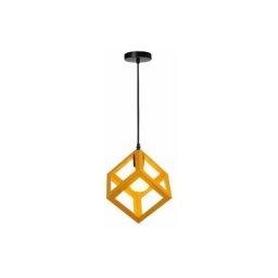 Lustre Suspension Contemporain en Cage Cube Carré Fer Luminaire E27 Salon Cuisine Chambre - Jaune