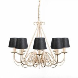Giuseppe - Lustre avec abat-jour Classique/Antique - 8 lumière - ø 600 mm - Noir