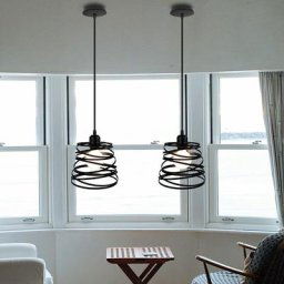 Lot de 2 Lustre Suspension Industrielle Cage Fer forme Ressort Ø20cm Luminaire E27 pour Décor