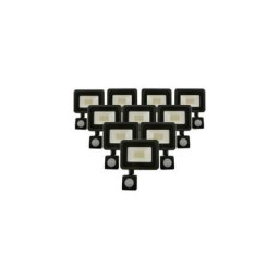 Projecteur led 50W Détecteur de Mouvement Crépusculaire Extra Plat IP65 noir (Pack de 10) - Blanc