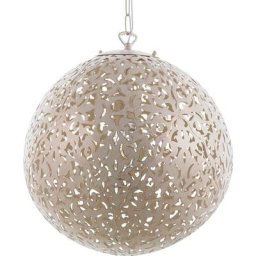Lampe Suspension Boule en Métal Ajouré Beige E27 Max. 60W Design Oriental et Fantaisie pour Salle à