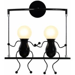 Moderne Applique Murale Simple Poupée De Mode Balançoire Enfants Lampe Mur 2 Gens Fer Enfant Salon