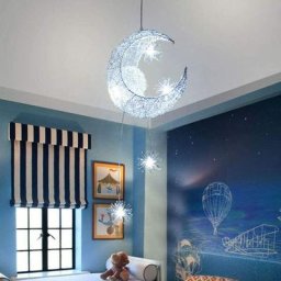 Led Suspension Plafonnier Lampe de Fée Lune et étoiles Lustre de Chambre à Coucher Grand Cadeau