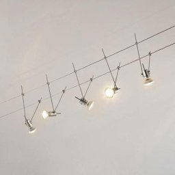 Lampe avec système sur câble 'Marno' en métal pour salon & salle à manger - chromé, argenté