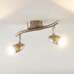 ELC - led Plafonnier 'Kalean' en métal pour salon & salle à manger - nickel, chromé